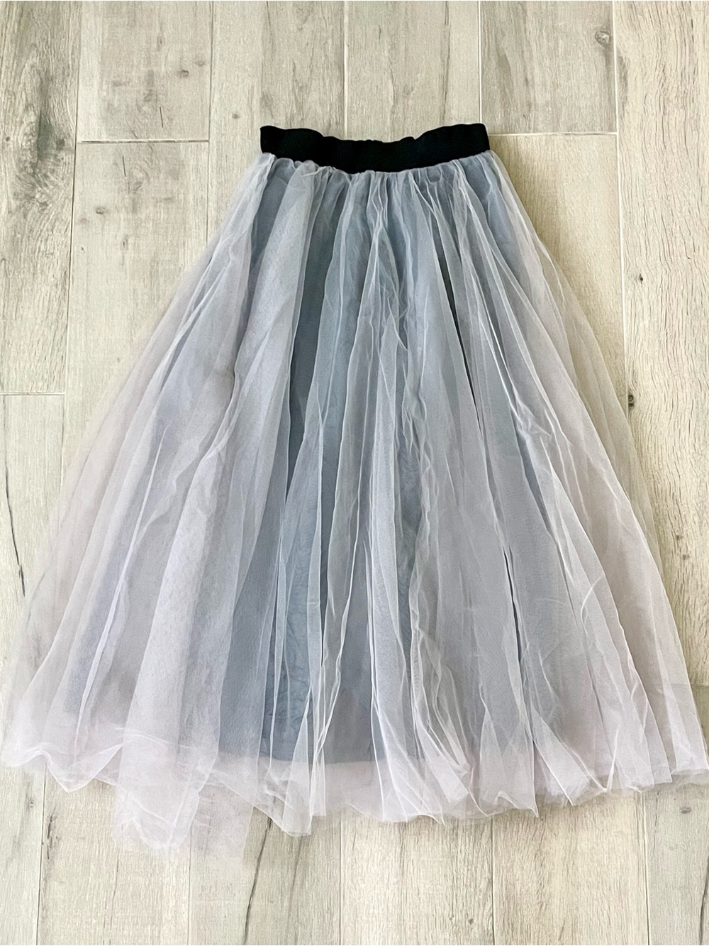CARAMEL FS Gray Tulle Midi Skirt XS | Fairycore Balletcore Layered Mesh Skirt
